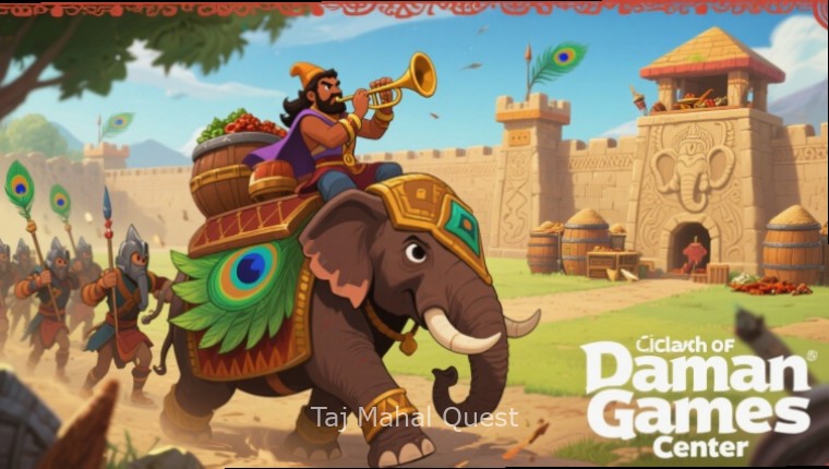 Taj Mahal Quest - Garden Scene In-game screenshot of Taj Mahal Quest showing the Taj Mahal gardens